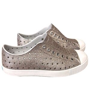 Native Shoes Size 12 Girls Bronze Sparkle glitter slip on Jefferson shoes
